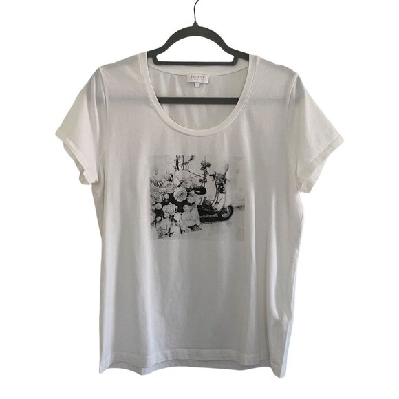 Escada Sport White Short Sleeve Graphic Tee T-Shirt Size L Minimalist - Picture 6 of 6